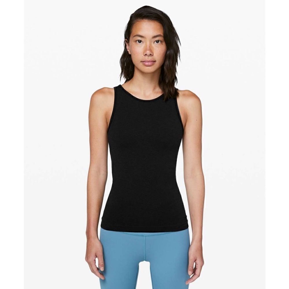 EXCELLENT CONDITION WOMEN’S 10 LULULEMON SEEK SIMPLICITY TWO WAYS BLACK TANK TOP